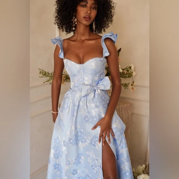 v chapman bridesmaid dresses The Lucetta Dress in White Windsor Brocade 2 / White Windsor Brocade